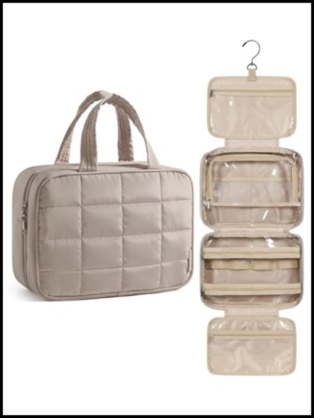 Puffy Nylon Hanging Travel Toiletry Bag Cosmetic Organizer